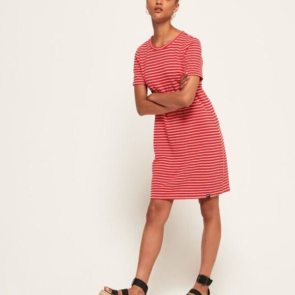 NWOT Superdry Edison Ottoman Sweater Shirt Dress XS Size 4 Red White Striped - Picture 3 of 7